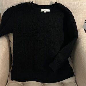 LOFT Women's Textured Black Crew Neck Sweater